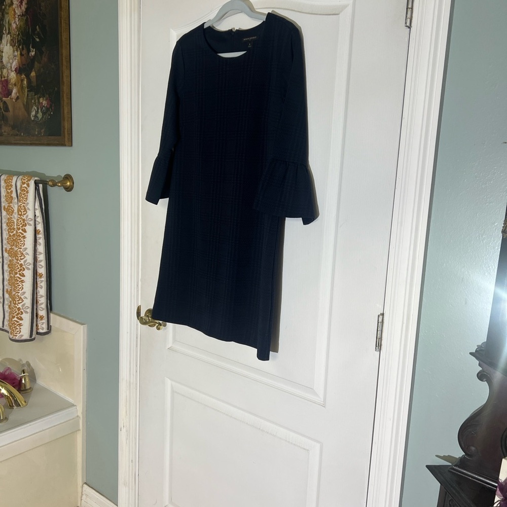 Banana Republic Navy Blue Shift Dress with Bell Sleeves